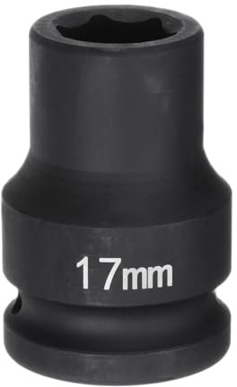 sourcing map 6-Point Impact Socket 3/4 Drive 17mm Metric 40Cr Alloy Steel Spindle Axle Nut Impact Socket