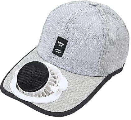 Baoblaze Sun Visor Hats with Fan Summer Breathable Sun Hat for Running Travel Backpacking, light gray