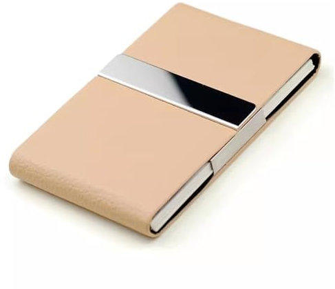 SLEDEZ Visitenkartenetui für Männer und Frauen Schlichtes, kreatives Visitenkartenetui aus Edelstahl(Beige)