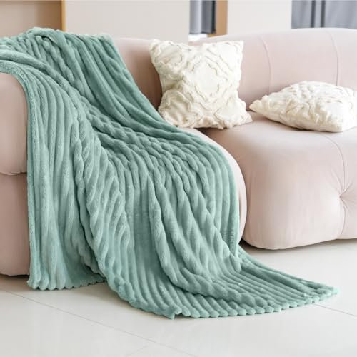 Dreamzie Plaid Canape 220x270 cm - Polaire Vert Certifié Oeko-TEX® - Grande Taille, 2 Personnes - Moelleuse, Douce et Chaude