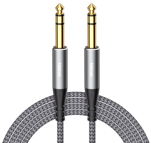 Tisino Cavo Jack TRS da 6,35mm - 2M, Cavo audio da 6,35mm maschio stereo bilanciato professionale e per chitarra per monitor da studio/mixer/altoparlanti