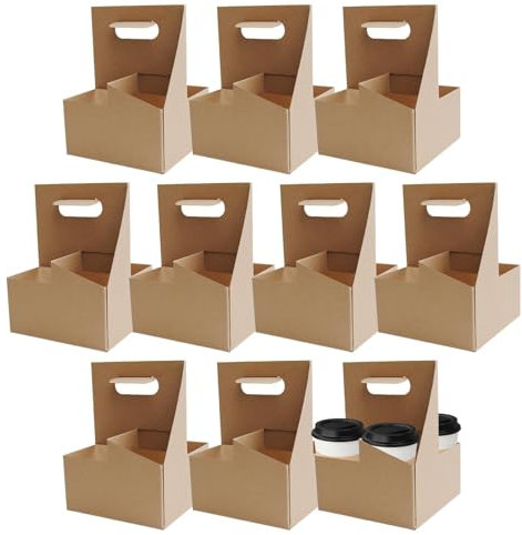 Lot de 10 porte-gobelets en carton robuste pour livraison de nourriture, boîtes de transport de bouteilles, porte-gobelet robuste multifonction pour boissons chaudes/froides