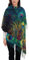 JEKYDOSD Pashmina-Schal mit buntem Pfauen-Druck, Quaste, weicher Kaschmir-Schal, Schwarz, Einheitsgröße
