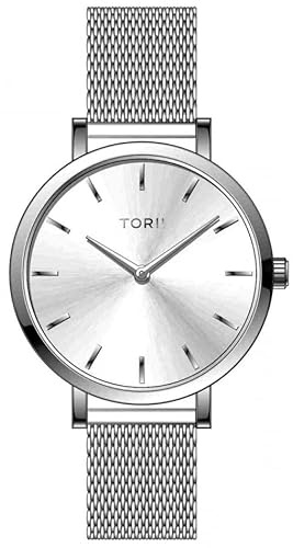 TORII Damenuhr Silber Edelstahl - rund Quarz S34SS.OS Milanaise-Armband Strichindizes wasserdicht 30 m
