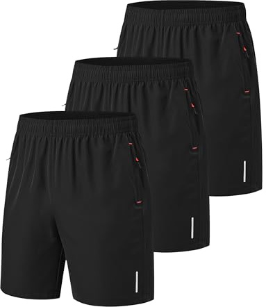 Zoofly 3er Pack Sporthose Kurze Herren Sommer Sport Shorts Mit Reißverschlusstaschen Elastische Fussball Fitness Tennis Hose Männer