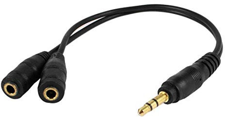 Câbles audio 23 cm 3, 5 mm double connecteur mâle vers femelle adaptateur jack stéréo câble audio en Y câble répartiteur deux câbles audio.