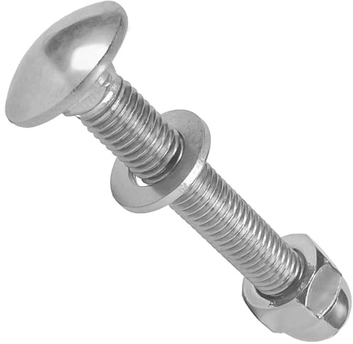 25 Stück Schlossschrauben M12x200 mit Unterlegscheiben und Hutmutter hohe Form Edelstahl A2 WIBTEC®
