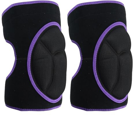 Jodsen Knee Pads for Work, Protective Garden Kneeling Pads Anti-Slip Collision Avoidance Knee Sleeve for Women and Men, Multifunction Knee Caps for Gardening, Sport, Skating (Black with Purple Rim)