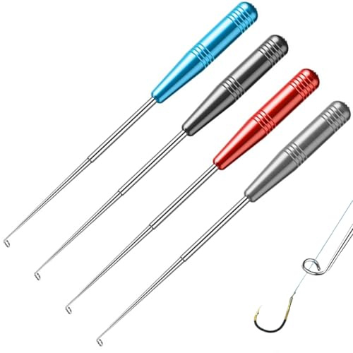 UEKPDM Fish Hook Remover, 4 Pack Stainless Steel Extractor, 17cm | One-Hand Release, Aluminium Body, Rust-Proof, Compact for Tackle Box, for Freshwater & Saltwater