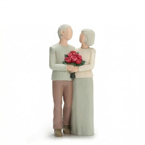 HQAYHSZD Elderly Couple Resin Figur Ornament, Romantische Aging Together Statue Dekoration, Love Forever Skulptur Geschenk für Großeltern Hochzeitstag Goldene & Silberhochzeit