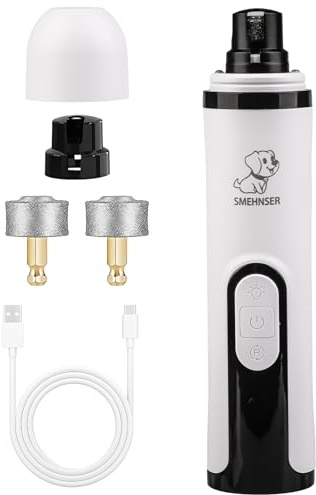 Witfoam Silent Groom Pro Nail Grinder – Quiet Dog & Cat Nail Trimmer with 3-Speed Settings, Built-In LED Light, USB Rechargeable Design, Replaceable Grinding Heads, Safe and Precise Pet Grooming