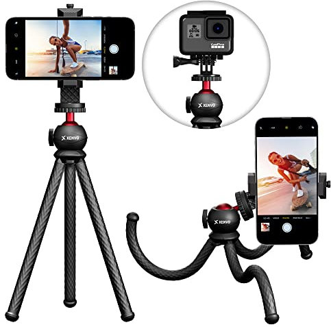 Xenvo SquidGrip - Trípode Flexible para teléfono Celular, Soporte portátil para Smartphone y cámara de acción, Soporte de trípode Compatible con iPhone, GoPro, Android, Samsung, Google Pixel y Todos