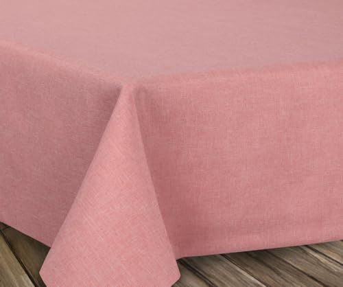BEAUTEX fleckenabweisende und bügelfreie Tischdecke - Tischtuch mit Lotuseffekt - Tischwäsche in Leinenoptik, Eckig 110x220 cm, Rose | fleckenabweisend, bügelfrei, pflegeleicht, Lotuseffekt, viele Größen & Farben, für Küche, Esszimmer, Balkon & Garten