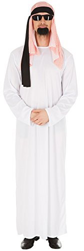 dressforfun tectake Herrenkostüm Scheich | Kopfbedeckung und Kordel | Extravagantes Kostüm aus 1001 Nacht | inklusive Bart zum Ankleben (XL | Nr. 301033)