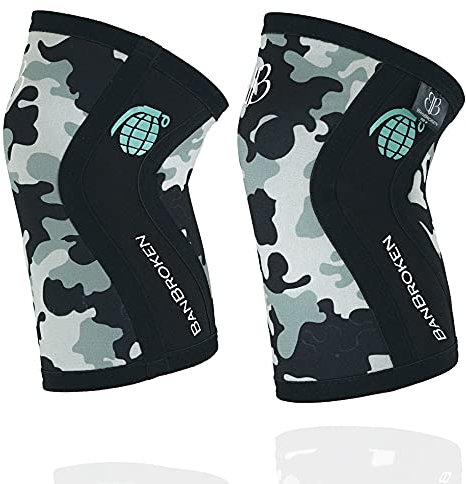 Rodilleras Crossfit | Soporte para menisco y ligamento | Compresión para Levantamiento de peso, Entrenamiento funcional y Running | Neopreno antideslizante | 5mm | 2 uds | Unisex | Camuflaje | S