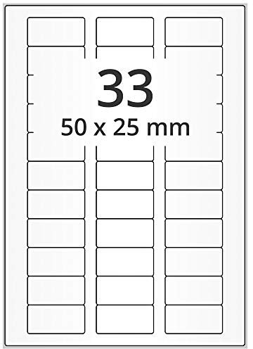 Laser-Etiketten auf A4 Bogen, weiß - 50 x 25 mm - 16.500 Papier Aufkleber auf 500 Blatt, selbstklebende Universal Klebeetiketten