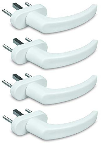 Veshy 4 x Alu Fenstergriff in Weiß RAL 9016 - Stiftlänge 35mm (4)