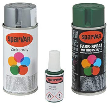 Arvotec Stabmatten Lack Reparatur RAL 6005 - grün, Farbspray + Zinkspray + Lackstift - optimal für Kratzer und Beschädigungen an Stabmatten- & Metallzäunen