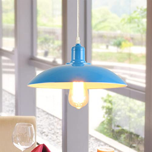 Mengjay Pendelleuchte Metall E27 Hängelampe Industrial Vintage Hängeleuchte Retro Industrie Modern Loft Lampe Decke Pendellampe für Esstisch Esszimmer Wohnzimmer Schlafzimmer usw.(Blau)