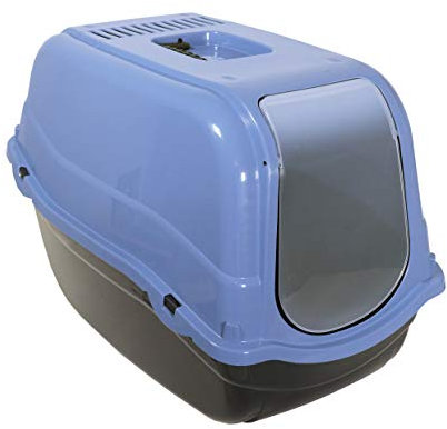 Rosewood Eco Line Hooded Cat Toilet, Covered Litter Tray, Slate Blue/Black, Large