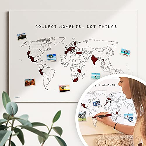 Reiseweltkarte Collect Moments - Zum Ausmalen und Pinnen - Nachhaltig & Handmade in Germany - Größe: 90x60cm