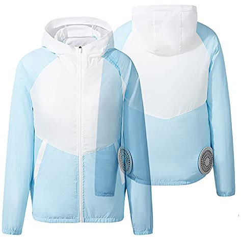 CHENGNAN Air Conditioning Jackets Fan Cooling Clothes Men Sun-Protective Construction Work Clothes Ourdoor Sport Breathable Fishing Wears Unisex,Blue,S