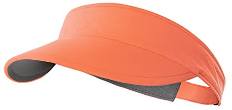 WRELS Summer Sports Visor for Women Men Wide Brim Sun Hat-Adjustable Velcro & Roll-up Design with Water Resistant Pouch - orange - One Size