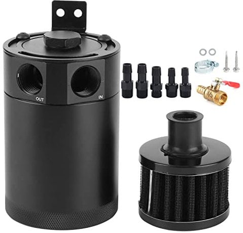 Serbatoio di Raccolta Olio da Corsa in Alluminio Serbatoio con Deflettore Accessorio Motore per Auto Serbatoio di Raccolta Olio da 3/8 Pollici Serbatoio Serbatoio con Deflettore a 2 Porte con Valvola