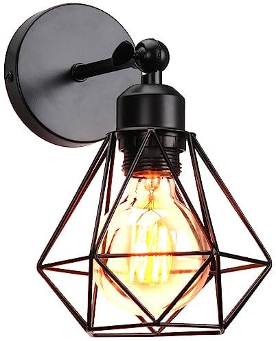 TOKIUS Applique Murale Interieur Vintage Industrielle Plafonnier Luminaire E27 en Métal Lampe Murale Industrielles Rétro Réglable 180° éclairage Mural Cuisine Salon (1pcs)