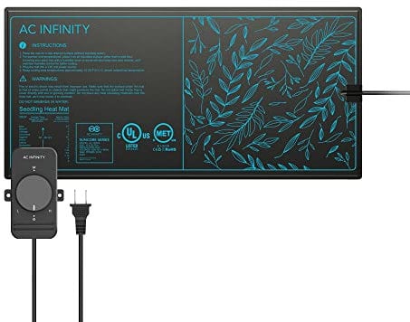 AC Infinity SUNCORE S3, Waterproof Seedling Mat with Heat Controller 25x50cm, UL & MET Certified Heating Pad, for Indoor Gardening, Hydroponics, Germination, Cloning, 10 x 20.75
