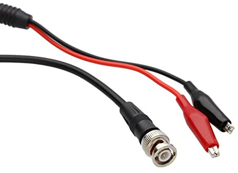 kenable BNC-Kabel mit 2 Krokodilklemmen, 2 m, Schwarz / Rot