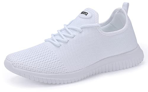 WXQ Herren Laufschuhe Bequem Leicht Atmungsaktiv Wanderschuhe Mesh Workout Freizeit Sportschuhe, Weiss/opulenter Garten, 41.5 EU