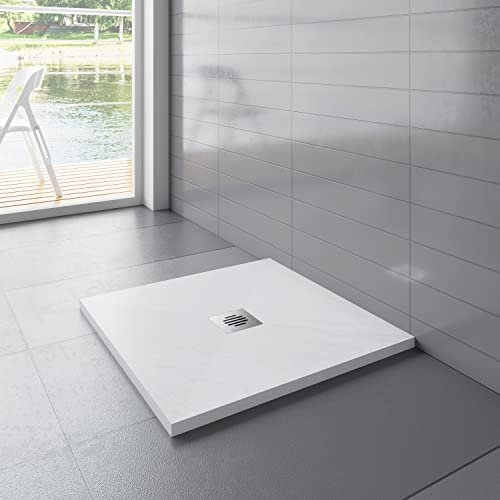 Biubiubath Bathroom Rectangle/Square Shower Tray Drain Cover Stainless Steel Strip 800x800mm