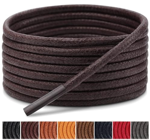 Handshop 3 Paires Lacets Ronds Cirés pour Chaussures de ville，ø2.5mm pour les Brogues, Derbies, Oxford, Affaires, aux Lacets de Bottes de Désert et de Bottines pour Hommes et Femmes