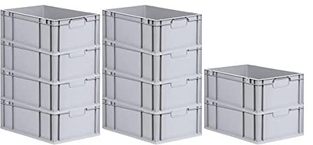 PROREGAL SuperSparSet 10x Eurobox NextGen Economy | Griffe geschlossen |HxBxT 22x40x60cm | 44 Liter | Eurobehälter, Transportbox, Transportbehälter, Stapelbehälter