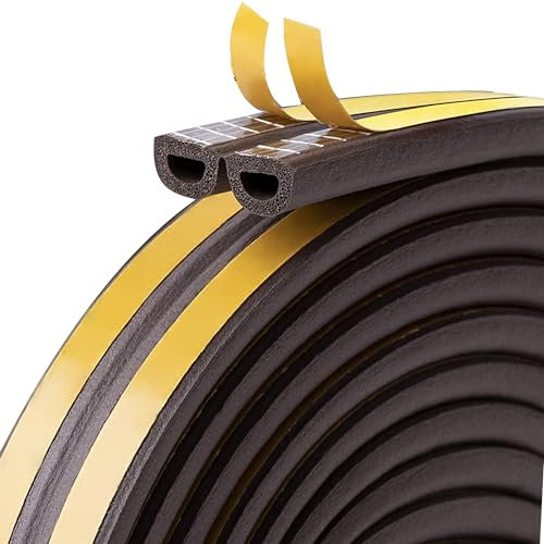 teeppo Guarnizione Finestra, Schiuma Nastro Guarnizione Porta Autoadesivo per Porte e Finestre, Striscia di Gomma per Prova di Collisione, Rumore, Vento Freddo, Spogliatura del Tempo (5M, Marrone)
