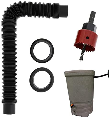 pologmase Regentonnen Verbindungsset | Regensammler mit Flex Schlauch Wassersammler Fallrohfilter | für die Bewässerung von Pflanzen in Haus und Garten mit Regenwasser