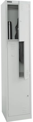 SCHÄFER SHOP Kleiderspind mit Hutboden und Kleiderstange, Z-Türen und Sockel, mit Schlüssel, versch. Farben und Größe (Anzahl Abteile: 2, lichtgrau RAL 7035 / lichtgrauRAL 7035)