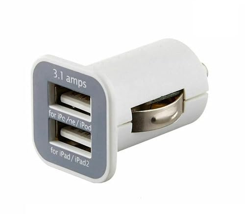 Mr. Gadget's Solutions® Universal Dual 2 Port USB 3.1A 12V Car Socket Cigarette Lighter Charger Adaptive - White