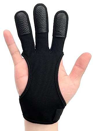 LICQIC Traditioneller Bogenschießen Schießhandschuh, 3 Finger-Schutz Handschuhe für Jugend-Erwachsen-Anfänger schießen
