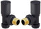 Black Angled Radiator Valves Round Modern Radiator Valves Pair of 15mm x 1/2 Set of 2 for Heated Towel Rails & Central Heating Radiators Black Radiator Valve Set