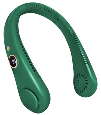 Jsdoin Portable Neck Fan, Neck Fans USB Rechargeable, 5 Speed Hanging Bladeless Fan,360 Degrees Airflow Neck Fans for Men Women Rechargeable (Green)