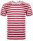 Style Lockers® Men Women's Striped T-Shirt - Unisex Crew Neck Short Sleeve Stripes T-Shirt Casual Summer Top (Red White, Small)