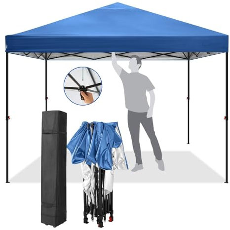 COBIZI Pavillon 3x3m Wasserdicht Faltbar Faltpavillon UV Schutz 50+ 1 Personen Installieren Pop Up Gartenzelt Outdoor Partyzelt für Camping, Festival, Tragetasche mit Rollen