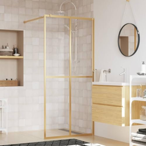 Camerina Paroi de douche avec verre ESG transparent doré 80x195 cm,Vitre Baignoire Salle De Bain,Pare-Baignoire