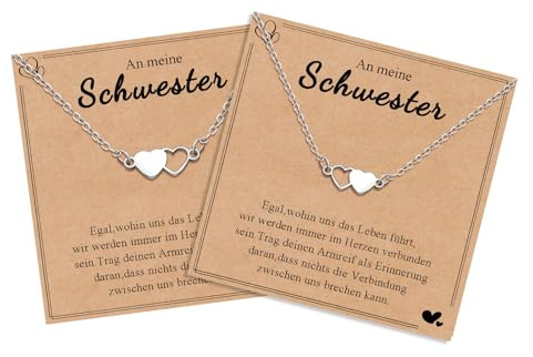 CheersLife 2/3 Stück Schwester Halsketten Freundschaft Langdistanz Passende | Aushöhlen Herz Halskette Sonne Mond Halskette Geburtstag Geschenk für Schwester Bester Freund Weihnachten X Geschenk