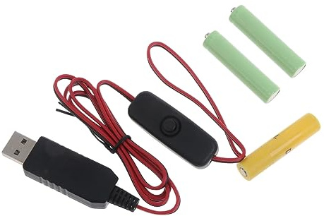 AA Battery Eliminator, AAA Battery Eliminator Cable with Switch Type-C USB Interface Power Supply Wire Cord to Replace for 3x 1.5V AAA Battery