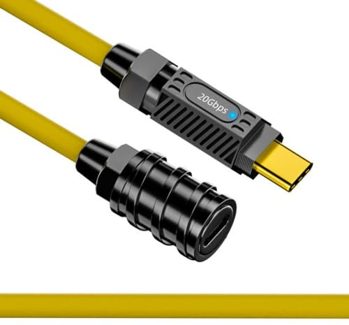 CY Cable ultra suave de alta flexibilidad USB-C USB4 20Gbps 140W 8K para teclado de juegos mouse tipo C macho a hembra extensión de alimentación y datos (20 cm)