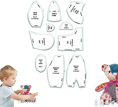 Ristyur Bear Vorlagen Lineal Set, Bear Schnittmuster Set, Teddybär Muster Nähvorlage, Handwerk Bear Vorlage Mit Zubehör Und Anleitung, Sofa Schlafzimmer Raumdekoration