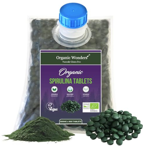 Organic Spirulina Tablets | 3 Months Supply | 600 x 500mg | Glowing Hair, Skin & Nails | High Iron by Organic Wonders